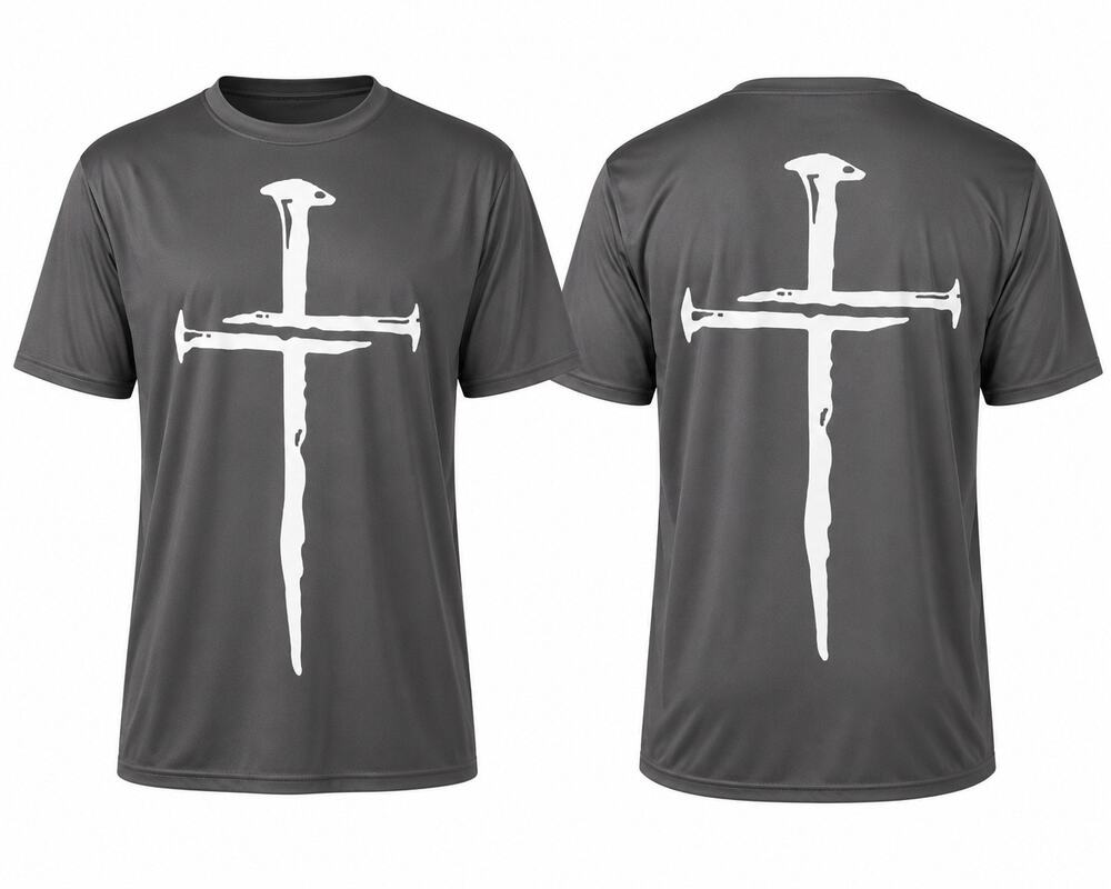 NEW XL Black Graphic Cross T-Shirt Short Sleeve Crew Neck Athletic Casual Tee
